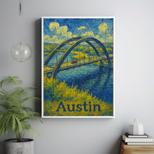Austin Texas, USA, Van Gogh Style, Pennybacker Bridge Art, Canvas,Poster, Landscape Cityscape Decor, Wall Art, Texas Travel, Souvenir Print