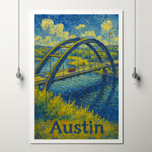 Austin Texas, USA, Van Gogh Style, Pennybacker Bridge Art, Canvas,Poster, Landscape Cityscape Decor, Wall Art, Texas Travel, Souvenir Print