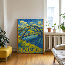 Austin Texas, USA, Van Gogh Style, Pennybacker Bridge Art, Canvas,Poster, Landscape Cityscape Decor, Wall Art, Texas Travel, Souvenir Print