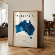 Australia Map PRINTED Poster  Blue and Gold  Oceania  Wall Art Print  Home Decor  Geography Map Gift  Wallpaper 4377683561