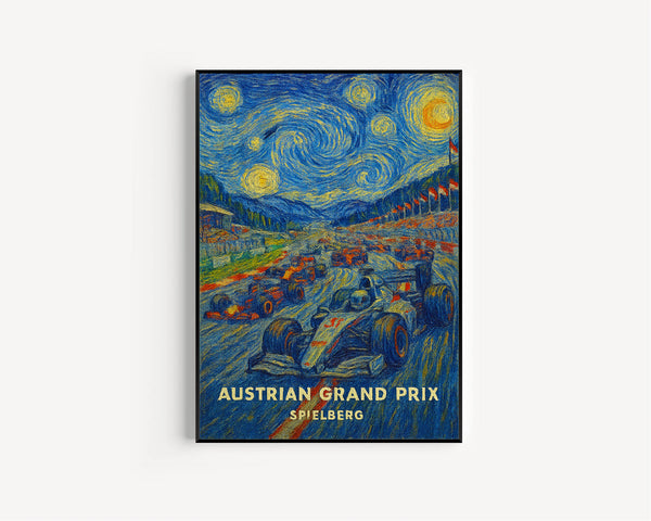 Austrian Grand Prix Poster – High-Speed Formula 1 Racing at Spielberg’s Iconic Red Bull Ring