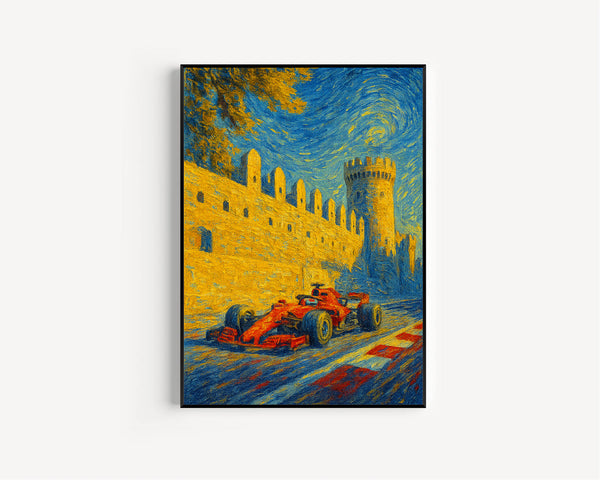 Azerbaijan Grand Prix Poster – Formula 1 Racing Through the Historic Streets of Baku