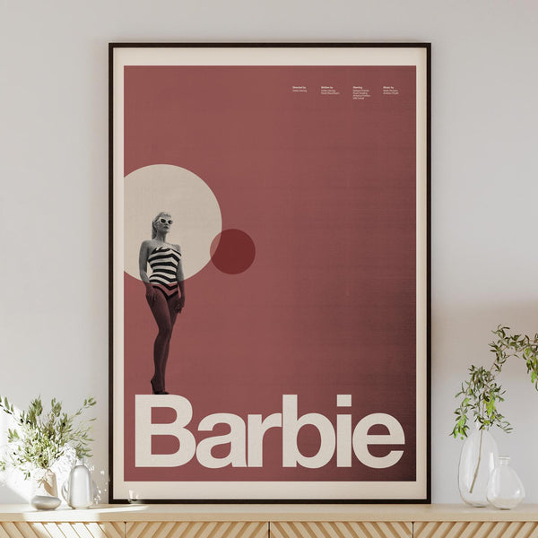 BARBIE movie poster, minimalist wall art, vintage style, retro home decor, digital poster, Margot Robbie, Ryan Gosling 1568713421