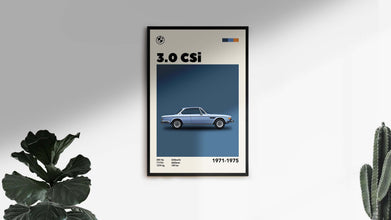 BMW 3.0 CSI Poster Mid-Century Car Print (Minimalist Movie Poster) 1229544878