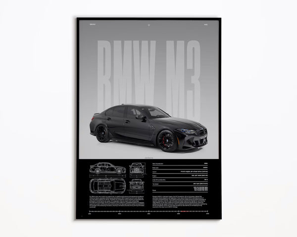 BMW M3 Competition Poster _ Physical Print _ Hyper Car Poster _ Super Car Print _ Art Print _ Poster _ Home Decor _ Wall Decor