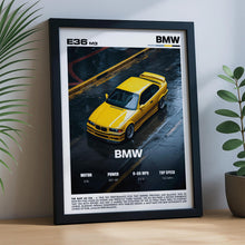 BMW M3 E36 Poster – Classic 90s Performance Car Wall Art Print, JDM Style Garage Decor for Car Enthusiasts 4389073924
