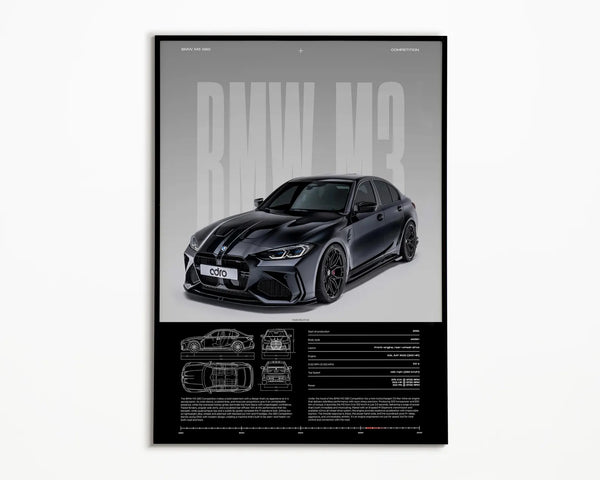 BMW M3 G80 Competition Poster _ Physical Print _ Hyper Car Poster _ Super Car Print _ Art Print _ Poster _ Home Decor _ Wall Decor