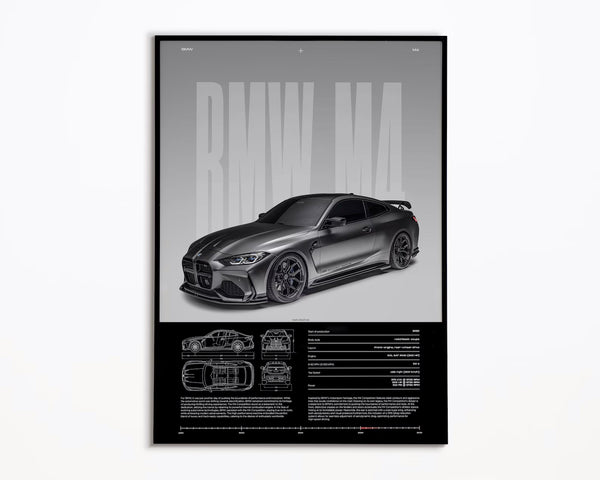 BMW M4 Competition Poster _ Physical Print _ Hyper Car Poster _ Super Car Print _ Art Print _ Poster _ Home Decor _ Wall Decor 1
