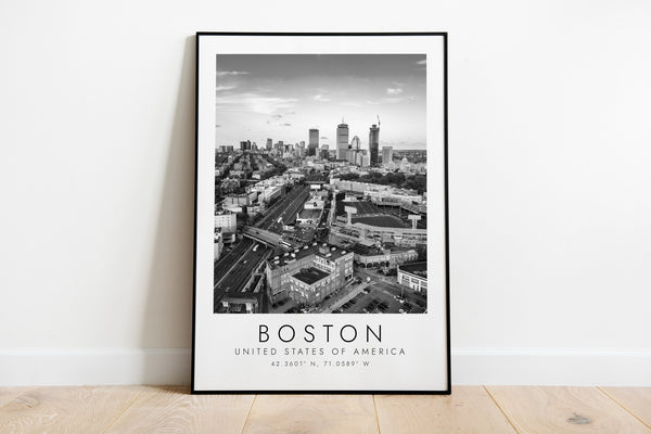 BOSTON, USA travel print  Fenway Park print  City Skyline Poster  Print for Travel Lovers  black and white art  Coordinates Print