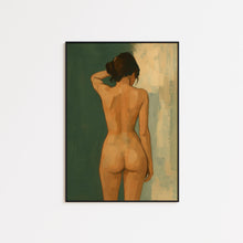 Back to Herself – Minimalist Nude Feminine Art Print, FEMMAURA Green & Gold Wall Decor 4295930404