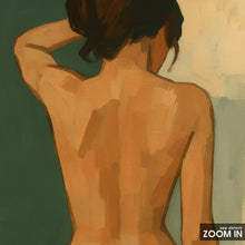 Back to Herself – Minimalist Nude Feminine Art Print, FEMMAURA Green & Gold Wall Decor 4295930404
