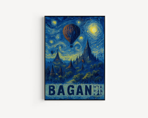 Bagan Travel Poster - Myanmar Wall Art Print, Illustration Poster, Artwork, Home & Office decor, Gift idea, Travel print, Bagan print