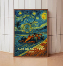 Bahrain Grand Prix Poster – Stunning Night Race Scene in Sakhir with F1 Car and Ferris Wheel
