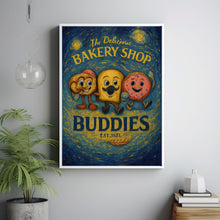Bakery Shop Buddies Retro Characters Print - Fun Kitchen Print, Retro Mascot Cartoon, Bread Pretzel Donut Kitchen Poster, 60s 70s Wall Art