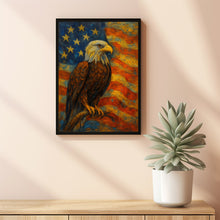 Bald Eagle Wall Art American Flag poster print artwork, Patriotic America Eagle Portrait  Heartlands