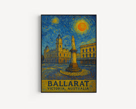 Ballarat Poster Print, Ballarat Travel Poster, Ballarat Van Gogh Style Wall Art, Ballarat, Victoria, Australia