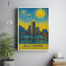 Baltimore Poster Print, Baltimore Travel Poster, Baltimore Van Gogh Style Wall Art, Baltimore, Maryland, United States