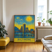 Baltimore Poster Print, Baltimore Travel Poster, Baltimore Van Gogh Style Wall Art, Baltimore, Maryland, United States