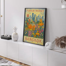 Bangkok Flower Market Poster, Wall Decor, Thailand Floral Illustration, Botanical Gallery Wall Art, Gift For Friend, Travel Poster, Modern