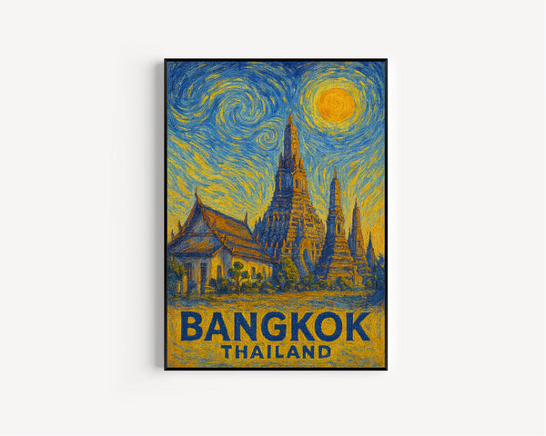 Bangkok Poster Print, Bangkok Travel Poster,1 Bangkok Van Gogh Style Wall Art, Bangkok, Thailand