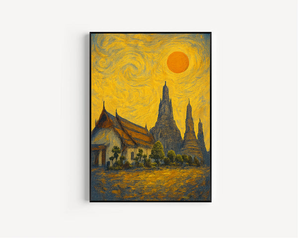 Bangkok Poster Print, Bangkok Travel Poster, Bangkok Van Gogh Style Wall Art, Bangkok, Thailand