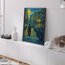 Bangkok Street Travel Print, Bangkok Poster, Unique Wallart Decor, Bangkok Temples, Bangkok Black and White Coordinates Home Decor, Thailand