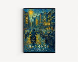 Bangkok Street Travel Print, Bangkok Poster, Unique Wallart Decor, Bangkok Temples, Bangkok Black and White Coordinates Home Decor, Thailand