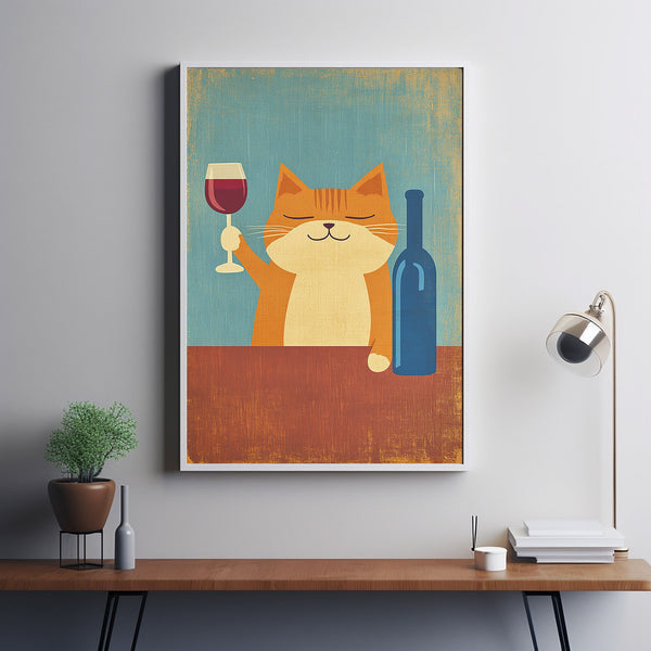 Bar Cart Decor, Martini Print, Cat Poster, Retro Kitchen Decor, Mid Century Modern Decor1