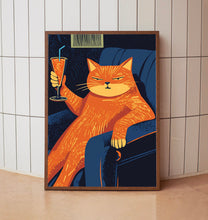 Bar Cart Decor, Cat Poster, Wine Print, Retro Kitchen Decor, Mid Century Modern Decor 5