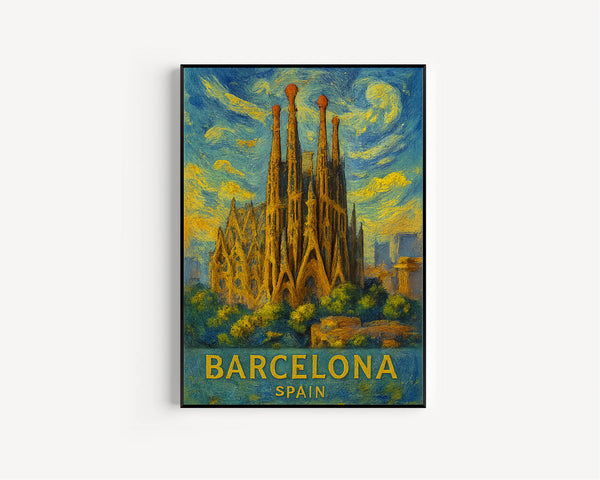 Barcelona City Travel Print, Barcelona Spain Travel Poster Print, Barcelona City Wall Art, Barcelona Spain Travel Wall Decor1