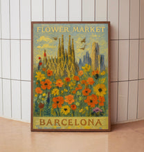 Barcelona Flower Market Poster, Wall Decor, Spain Floral Illustration, Botanical Gallery Wall Art, Gift For Friend, Travel Poster, Modern