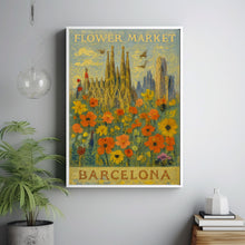 Barcelona Flower Market Poster, Wall Decor, Spain Floral Illustration, Botanical Gallery Wall Art, Gift For Friend, Travel Poster, Modern