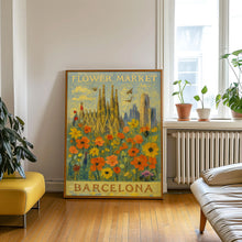 Barcelona Flower Market Poster, Wall Decor, Spain Floral Illustration, Botanical Gallery Wall Art, Gift For Friend, Travel Poster, Modern