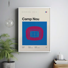 Barcelona Poster, Camp Nou Stadium Football Print, Mid Century Modern Soccer Poster, Sp-FN7GKW
