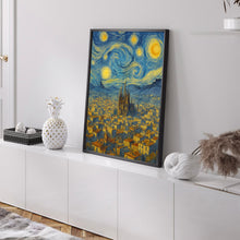 Barcelona Skyline Travel Print, Barcelona Poster, Unique Wallart Decor, Sagrada Familia, Barcelona Black and White Coordinates Home Decor