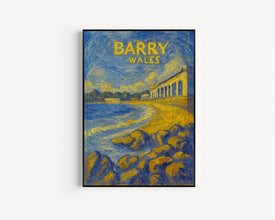 Barry Wales Travel Poster, Vale of Glamorgan, Cardiff, Welsh Art, Seaside, Beach, Vintage Travel Print, Barry Island Pleasure Park, Framed