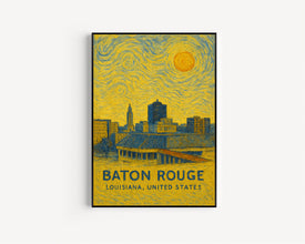 Baton Rouge Poster Print, Baton Rouge Travel Poster, Baton Rouge Van Gogh Style Wall Art, Baton Rouge, Louisiana, United States
