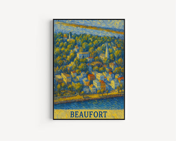 Beaufort Print South Carolina, Beaufort Photo Poster, Beaufort Travel Wall Art, Beaufort Map Print, Beaufort Van Gogh Style, Beaufort, USA