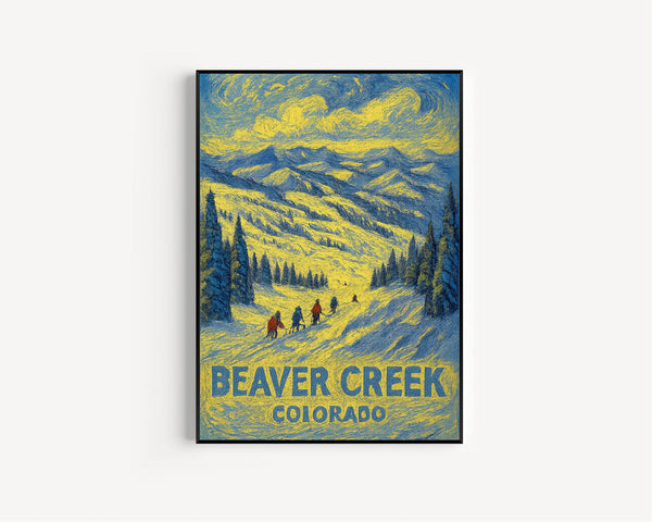 Beaver Creek Travel Print, Beaver Creek Colorado Ski Travel Poster, Colorado Travel Wall Art, Winter Ski Travel Gift Wall Decor
