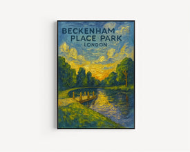 Beckenham Place Park Poster, London Park Print, Lewisham, London Travel Poster, Bromley, Swimming Lake, Vintage Railway Print, Wall Art Gift