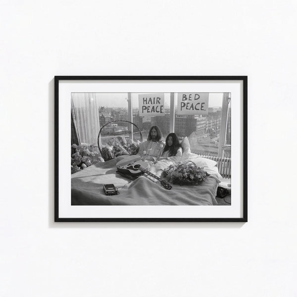 Bed Peace John Lennon and Yoko Ono Poster, War is Over Black and White Wall Art, Vintage Print, Photography Prints, Museum Quality Print 1620779341