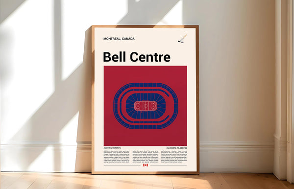 Bell Centre Stadium Print, Stadium Arena Print Poster, Mid Century Modern Hockey Poster, Sport Bedroom Posters, Minimalist Office Wall