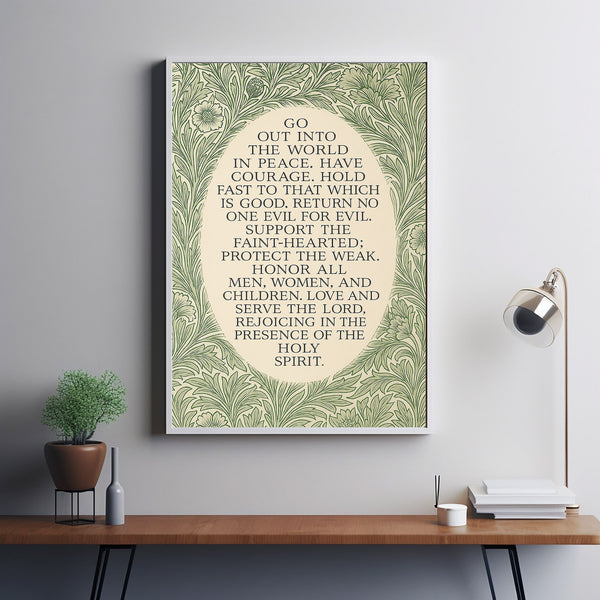 Benediction Print Based on Romans 12 Christian Wall Art, Vintage Blue Floral William Morris Art, Scripture Art Print or Canvas