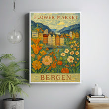 Bergen Flower Market Poster, Wall Decor, Norway Floral Illustration, Botanical Gallery Wall Art, Gift For Friend, Travel Poster, Modern