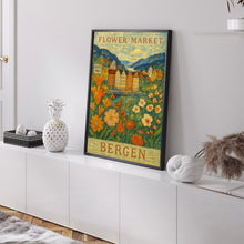 Bergen Flower Market Poster, Wall Decor, Norway Floral Illustration, Botanical Gallery Wall Art, Gift For Friend, Travel Poster, Modern