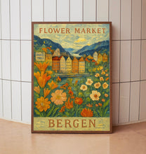 Bergen Flower Market Poster, Wall Decor, Norway Floral Illustration, Botanical Gallery Wall Art, Gift For Friend, Travel Poster, Modern