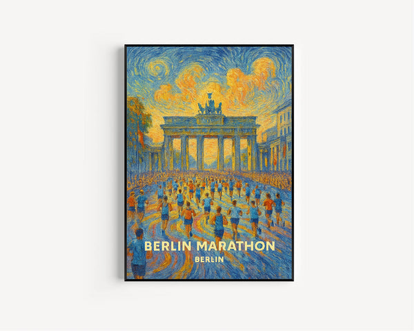 Berlin Marathon Poster – Iconic Running Event, Brandenburg Gate, Vintage Travel Art Print, marathon runner print, marathon world major