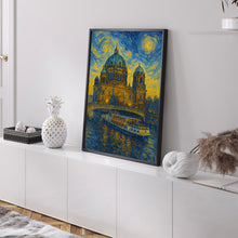 Berlin Travel Print, Berlin Poster, Unique Wallart Decor, Berlin Black and White Coordinates Home Decor, Germany Berlin Van Gogh Style Wallart1