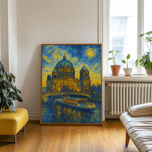 Berlin Travel Print, Berlin Poster, Unique Wallart Decor, Berlin Black and White Coordinates Home Decor, Germany Berlin Van Gogh Style Wallart1