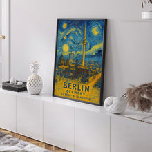 Berlin Travel Print, Berlin Poster, Unique Wallart Decor, Berlin Black and White Coordinates Home Decor, Germany Berlin Van Gogh Style Wallart